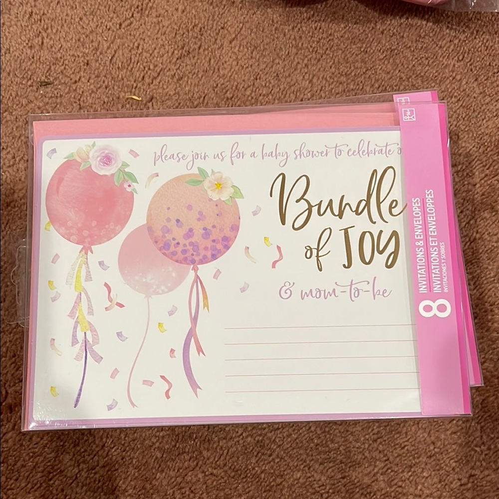 Bundle of Joy Baby Shower Invitations - Pink and Gold